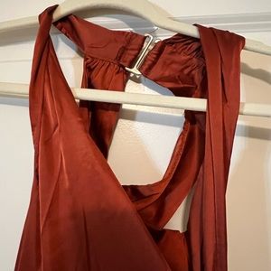 Maxi satin auburn dress